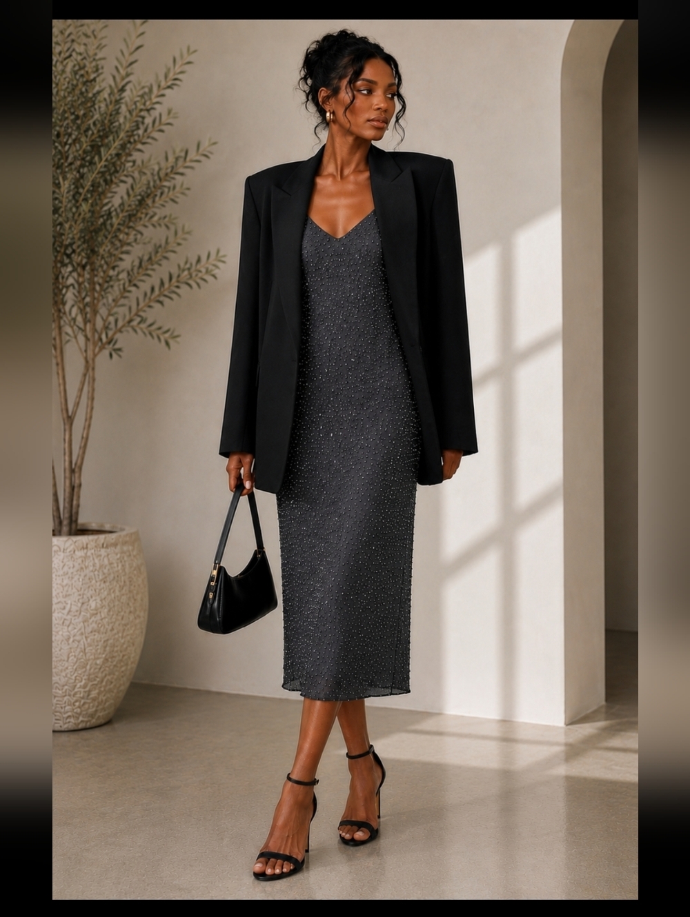 Armani Collezioni Beaded Midi Dress